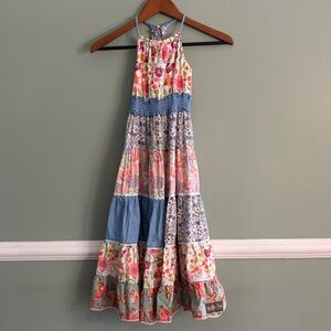 Matilda Jane Size 6 Happy & Free Ocean Breeze Patchwork Maxi Dress